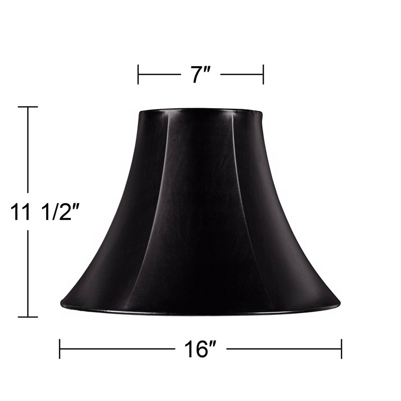 Black Faux Leatherette Natural Cottage Large Bell Lamp Shade 7"