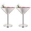 TJ 2 Pcs Stainless Steel Martini Glasses 6.5oz Metal Martini