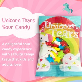 24 Ct Unicorn Tears Rainbow Candy Bulk Pack - Sweet Cherry, Lemon, Lime, Orange, Blue Raspberry Fruity Chews - Kosher Easter Snacks - Mini Easter Candy Party Favors for Kids Goodie Bags & Stuffers