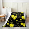 White Softball Bed Blanket Kids Girls Yellow Softball Bat Flannel