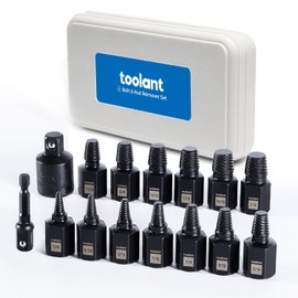 toolant 15pcs Impact Screw Extractor Set, Bolt & Nut Remover Socket Tool Kit, Stripped Bolt Extractor for Damaged Screws and Bolts