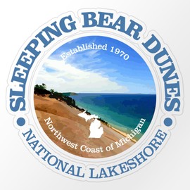 CafePress Sleeping Bear Dunes Medium Die Cut Sticker, 5.75" x 5.75" Clear
