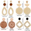4 Pairs Straw Wicker Rattan Drop Dangle Earrings - Boho