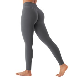 VOYJOY Womens Scrunch Workout Leggings Compression Butt Lifting Mid High Waist 26 Inches Seamless V Back Yoga Pants Coal XL