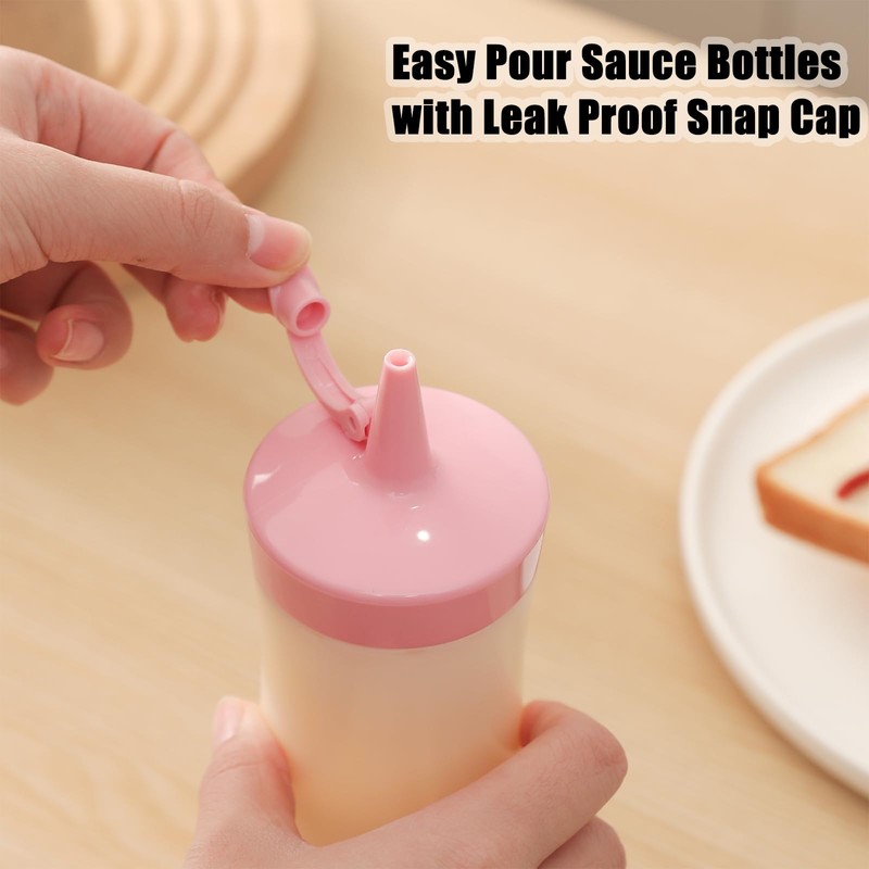 Qiuhome Condiment Squeeze Bottles Sauces Ketchup Bottles Squeeze Bottles Liquids,