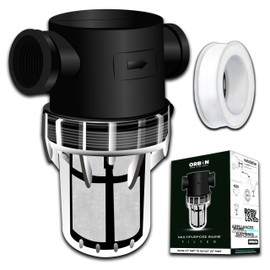 ORBON Inline Water Filter – 1/2" FNPT to FNPT, Fine Mesh Sediment Filter for Whole House, Under Sink, Shower, Washing Machine, Garden Hose, Well Water, Tap – Reusable Pre-Filter & Water Strainer