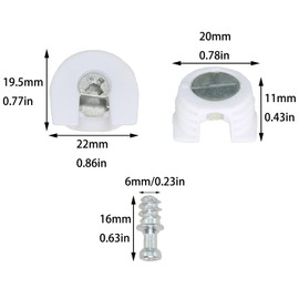 Bxian 35PCS 21x20x10mm White Shelf Support Bracket Threaded Cam Lock Shelf Support Bracket Closet Furniture Stud Pin with Screw for Cabinet Closet Wardrobe Desk