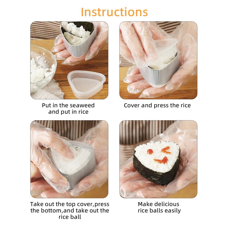 BigKego Pack of 8 Onigiri Shape Triangle Sushi Maker Mould