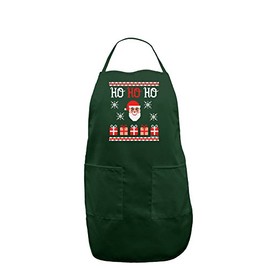 TooLoud Ho Ho Ho Ugly Christmas Sweater Dark Adult Apron - Hunter - One-Size