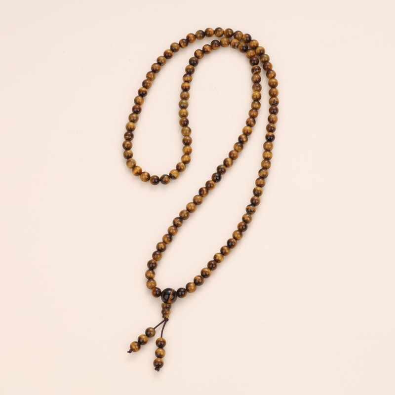 COAI 108 Mala Beads Tiger Eye Stone Beaded Wrap Bracelet