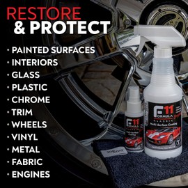 TopCoat F11 Polish & Sealer for Cars, Bikes and More – Water-Based Alternative to Ceramic Wax - 16 oz F11 Kit with Travel Bottle and 2 Microfiber Towels