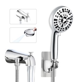 Metal Tub Spout with Diverter,10 Settings Hand Held Shower,Bathtub Faucet with Shower Sprayer Chrome