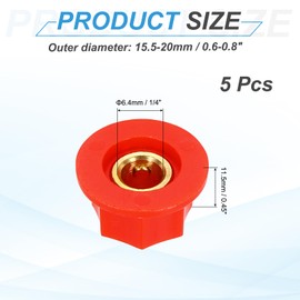 MECCANIXITY 5Pcs ABS and Copper Potentiometer Knobs 1/4" Volume Tone Control Top Hat Knob for Guitar Instruments Audio Mixer Amplifier Red
