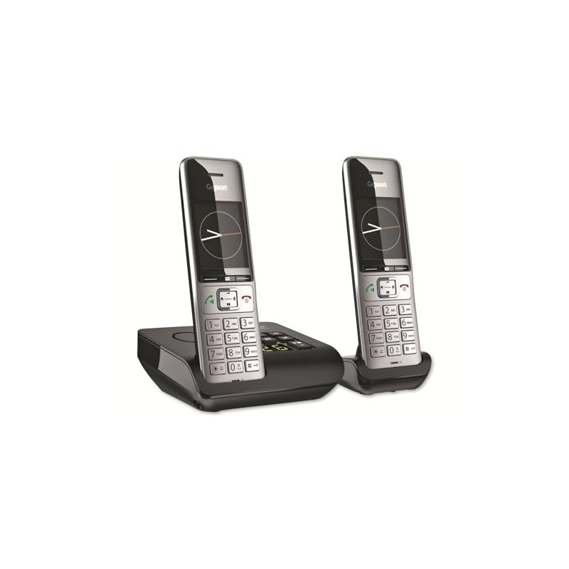 Gigaset Comfort 500A Duo Analogue Telephone, Silver/Black, 2 Handsets