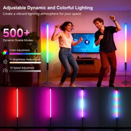 Lookmein 2 Pack 3ft RGB Tube Light Portable 5000mAh Battery Powered LED Light Stick with Stand, Music Sync, Ambient Lighting for Video Studio Photography DJ Bar Stage Club Party Wedding Gaming Rooms