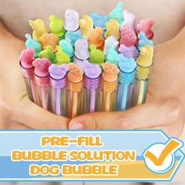Paw Print Party Favors Supplies, 32 Pcs 8 Neon Color Puppy Dog Bubble Wand Bulk, Mini Bubble Toys for Kids Toddler, Box, Carnival Prizes, Birthday Decoration, Goody Bag Stuffers Fillers
