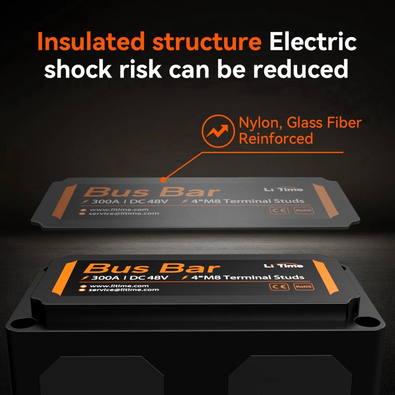 Litime Black Bus Bar for LiFePO4 Batteries High Voltage and