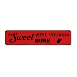 Autravelco My Sweet Home West Virginia Metal Plaque Country Home Pubs Club Front Door Home Decor Garage Signs USA American State Outline Metal Sign for Bathroom 4x18 Inch