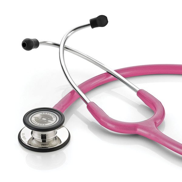 ADC Adscope 608 Premium Convertible Clinician Stethoscope with Tunable AFD Technology, For Adult and Pediatric Patients, Mirror/Metallic Raspberry