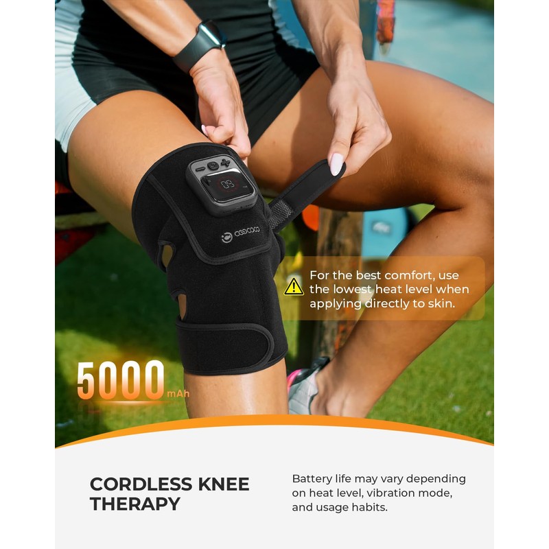 CooCoCo Red Light Therapy Knee Massager with Heat, 660nm &