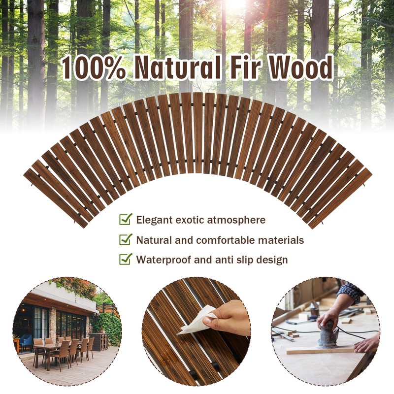 Coperat 6FT Wooden Garden Pathway,Outdoor Roll Out Decorative Curved Walkway,Weather-Resistant
