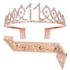 Abeillo 11th Birthday Sash and Tiara for Girls, Rose Gold