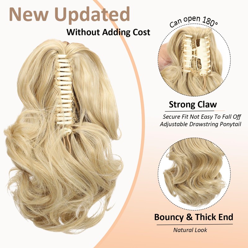 Webshaiy Short Ponytail Extension Ponytail Extension 30 cm Short Claw