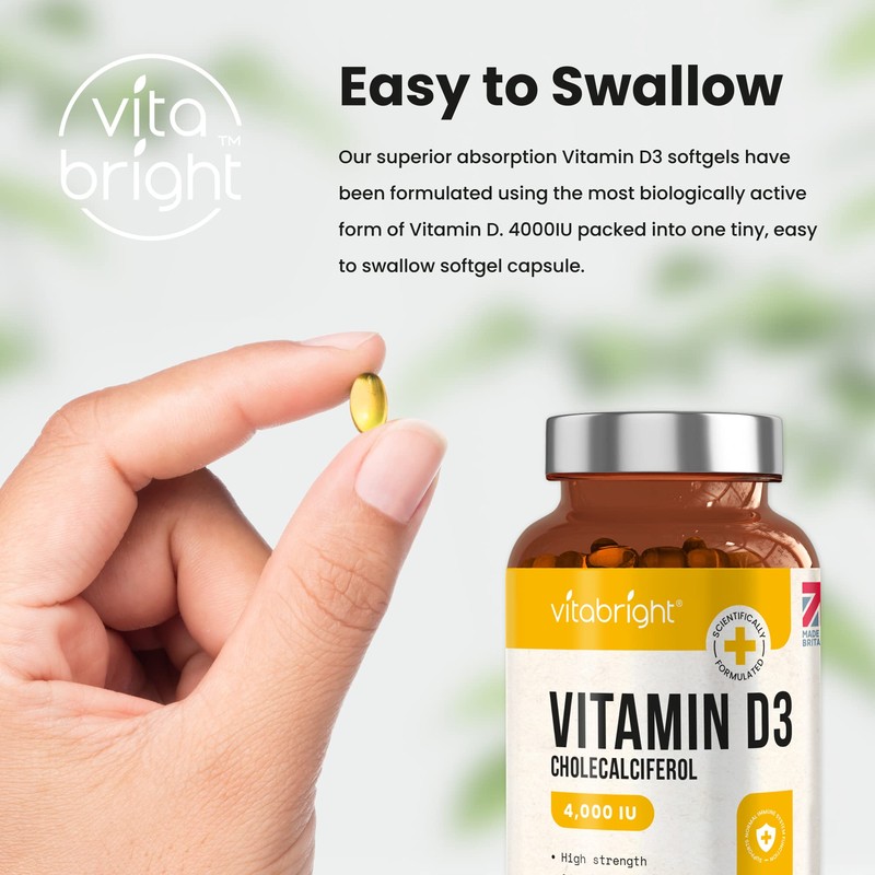 Vitamin D3 4000 IU, 400 Vitamin D Soft Gel Capsules,