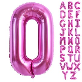 TONIFUL 40 Inch Large Rose Red Letter O Balloons Giant Hot Pink Alphabet Letter Balloons,Foil Mylar Big Balloons for Birthday Party Anniversary Supplies Decorations