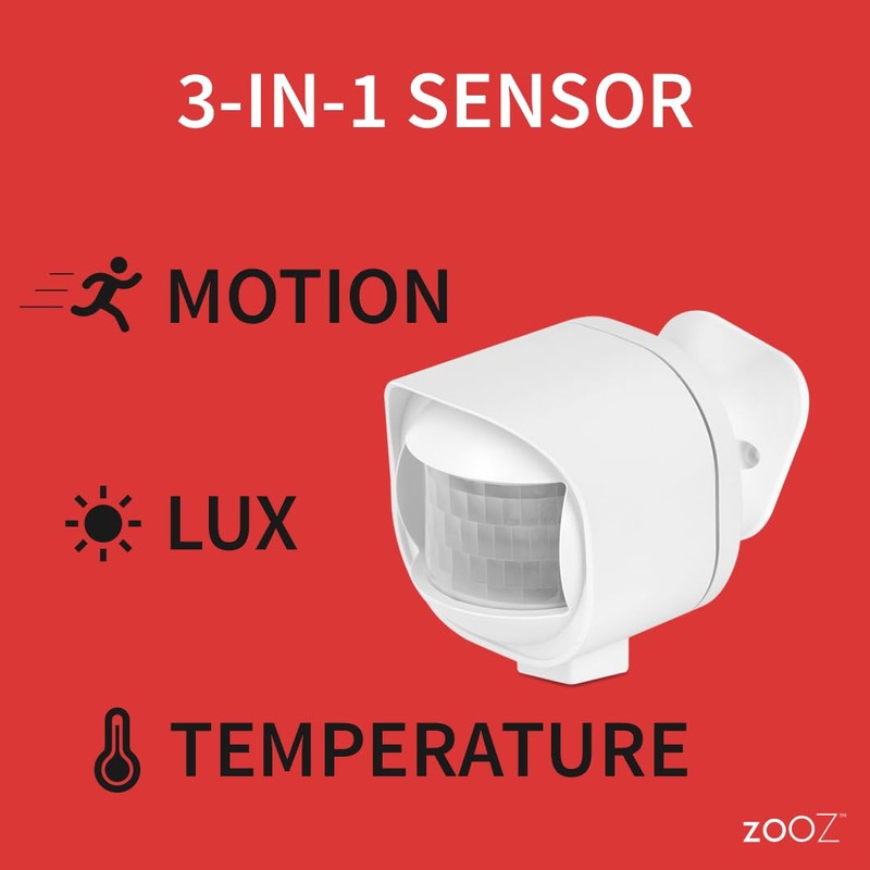 Zooz Outdoor/Indoor Motion Sensor ZSE70, Z-Wave Long Range, Temperature Monitoring,