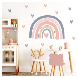 Little Deco DL938-1 Wall Sticker Children's Room Rainbow Hearts Wall Sticker Girls Boys Wall Decoration