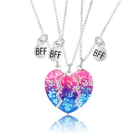 Dcfywl731 Friendship Necklace for 2/3 BFF Necklace for 2 Best Friend Necklace Crystal Butterfly Heart Pendant Necklaces Friendship Sister Birthday Gifts for Women