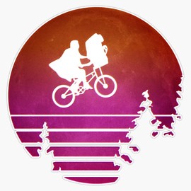 Synthwave E.T. Bumper Sticker Window Vinyl Decal 5"