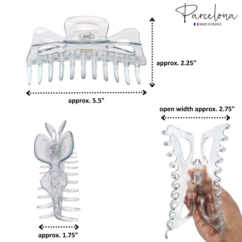 Parcelona French Classic Clear Crystal Color Covered Spring Celluloid Jumbo