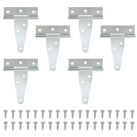 Murtenze 6Pack 3 Inch Silver T-Strap Shed Hinge,Barn Door Hinges Heavy Duty Gate Strap Hinge T Hinges for Barn Door, Shed or Wooden Fences