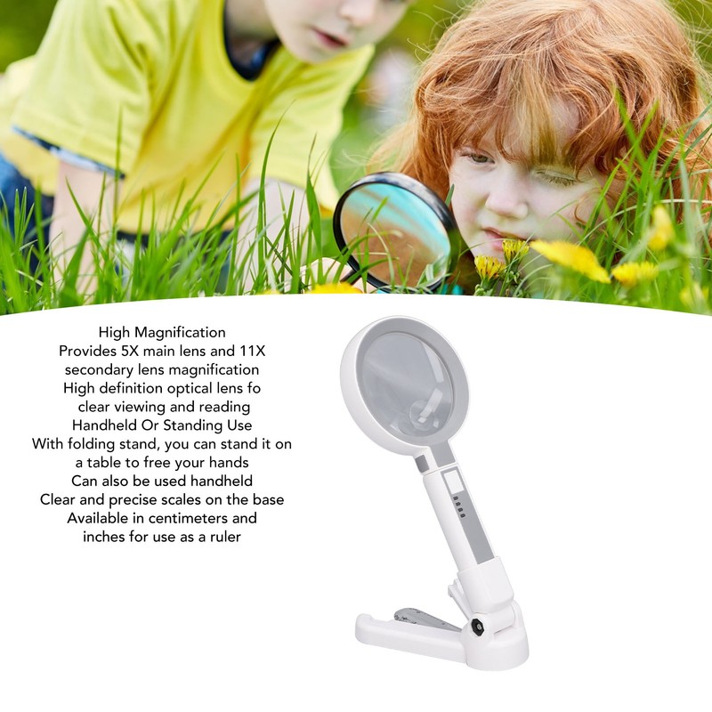 Magnifying Glass 5X 11X 18 LED Rechargeable 3 Brightness Levels