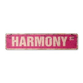 HARMONY Vintage Plastic Street Sign Childrens Name Room Sign | Indoor/Outdoor | 18" Wide