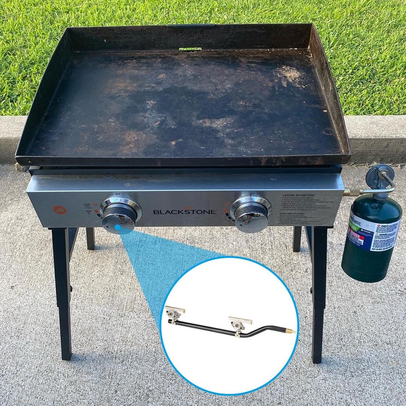 Griddle Burner Valve with Igniter Port and Gas Pipe for