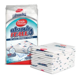 Simple Solution Abzorbitall Pet Mess Toallas absorbentes  Hojas de limpieza multisuperficie para orina y caca de perro  12 x 17 pulgadas  30 toallas  