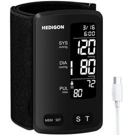 Upper Arm One-Piece Design Blood Pressure Monitor 9″ to 17″ Large with Digital Blood Pressure Cuff Portable for Home use (Built-in Lithium Battery) Rechargeable