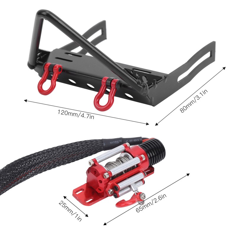 Metal Front Bumper with Winch Set Remote Control Accessory Fit
