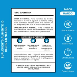 Creatina Monohidratada D-mon En Polvo 500g Sabores Mango                                                                                              