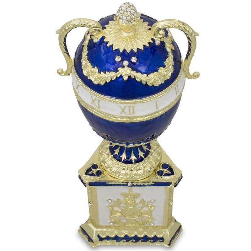 BestPysanky 1895 Blue Serpent Clock Royal Imperial Easter Egg 7