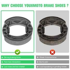 Youxmoto Front Rear Brakes Brake Shoes Drum Fit for Yamaha Grizzly 125 YFM125 2004-2013/ Breeze 125 YFA1 1992-2004/ for Raptor 50 YFM50 2004-2008/for Raptor 80 2002-2008/ for Badger YFM80 1992-2001