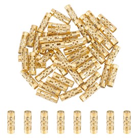 UNICRAFTALE 50Pcs Gold Tube Beads 3mm Hole Column Beads 304 Stainless Steel Tube Beads 4mm Diameter Flower Pattern Beads Bracelet Beads Metal Spacer Beads for DIY Bracelet Jewelry Making