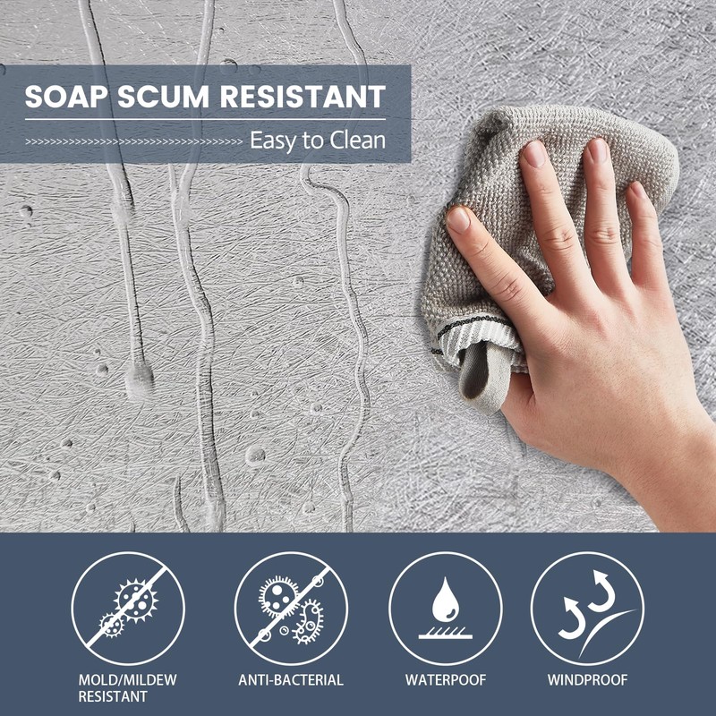 Aeici Anti-Mould Shower Curtain 180 x 180 cm Transparent EVA