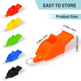 Plume'CHJ Whistle, 2-Pack Fish Shaped Pearl-Free Plastic Whistle with Lanyard，Sports Referees, and Officials，Camping, Emergency Callingreferee Coach Whistle (Orange)