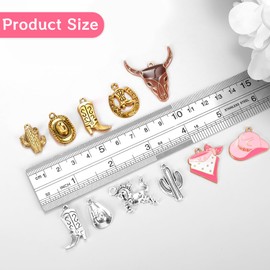 Western Cowboy & Cowgirl Charms, Charms for Jewelry Making Bulk, Antique Silver Gold Enamel Pendants Boot Gun Hat Horse Cactus Trinkets for Bracelet Necklace Earrings Keychain