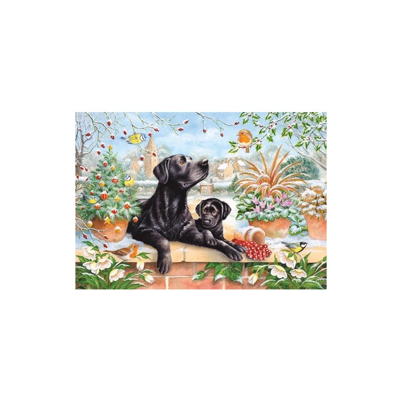 Otter House Christmas Lab & Pup Jigsaw Puzzle (1000 Pieces)