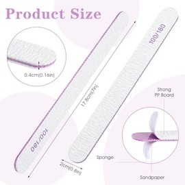 200 limas de uñas de grano 100/180 de doble cara, limas de uñas reutilizables para uñas acrílicas, herramientas de manicura profesionales para uñas na